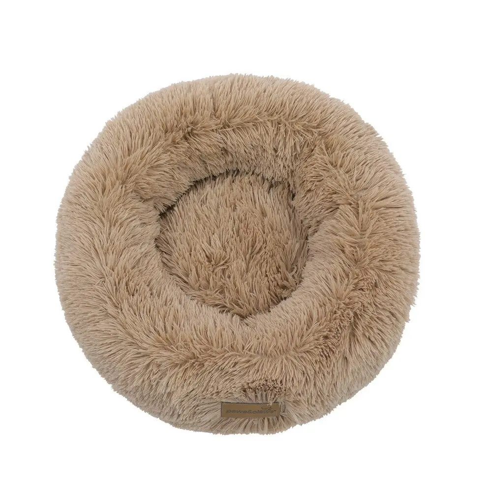 Paws & Claws Pet/Dog Calming 50cm Plush Bed Round Sleeping Cushion Small Camel