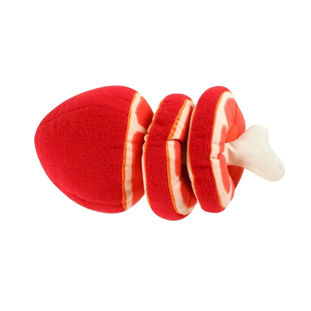 2x Pro Pet 23x12cm Meat Joint Plush w/ Squeaker Interactive Fun Play Dog Toy Red