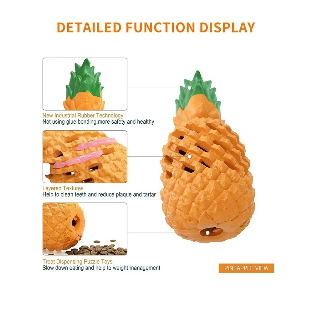 Petopia Ultra Tough 16cm Rubber Pawsome Pineapple Dog Toy Chew Treat Med Orange