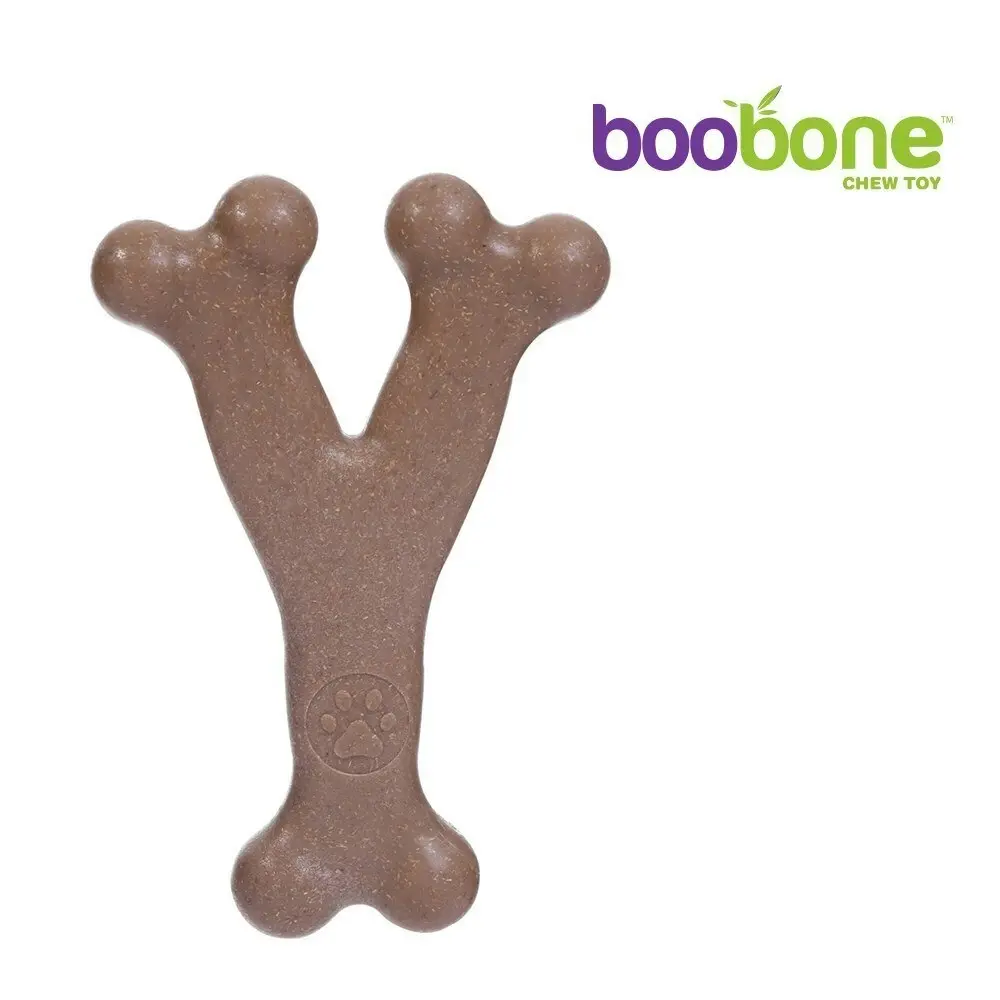 2x Paws & Claws BooBone 17.5cm Bamboo Fibre Wishbone Dog Chew Toy Asst Flavour