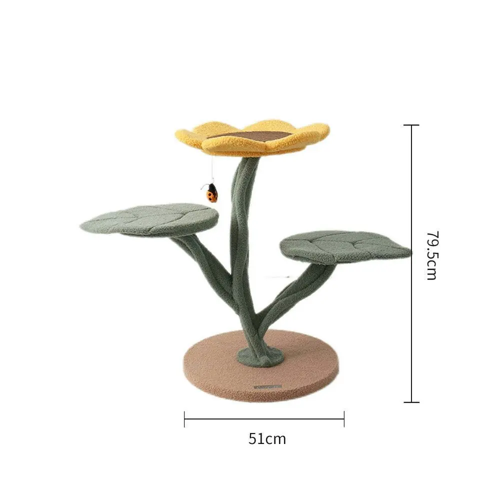 Cmisstree 3-Level Sunflower Pet Cat Scratching Tree Post w/Hanging Toy Scratcher