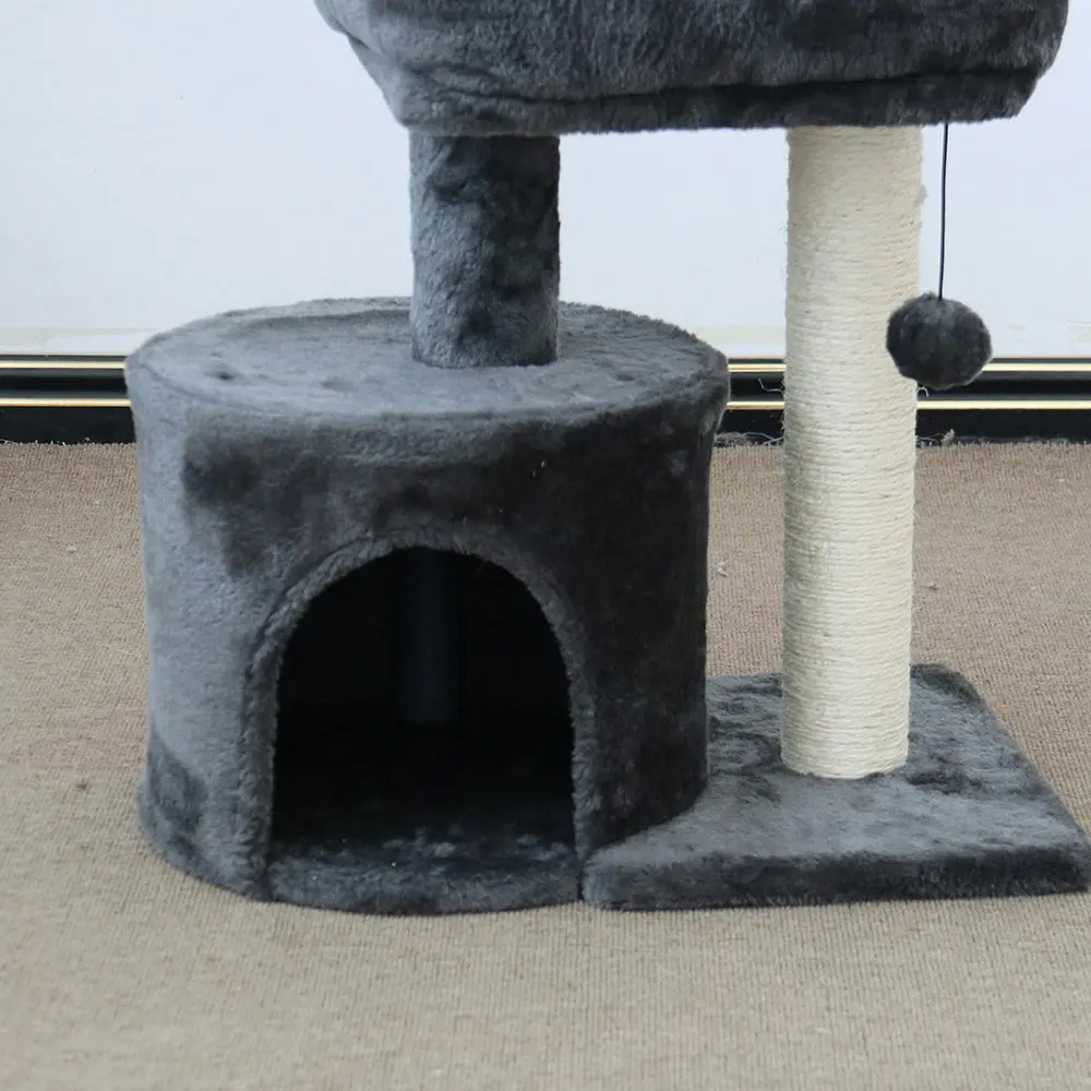 Catio Chipboard Flannel Cat Mini Scratching Tower Pet Furniture Scratcher Black