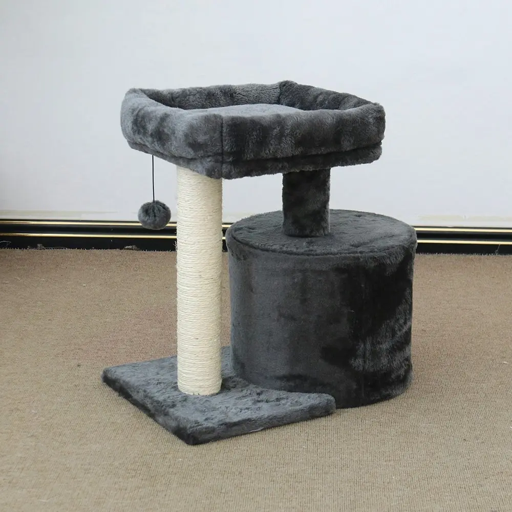 Catio Chipboard Flannel Cat Mini Scratching Tower Pet Furniture Scratcher Black