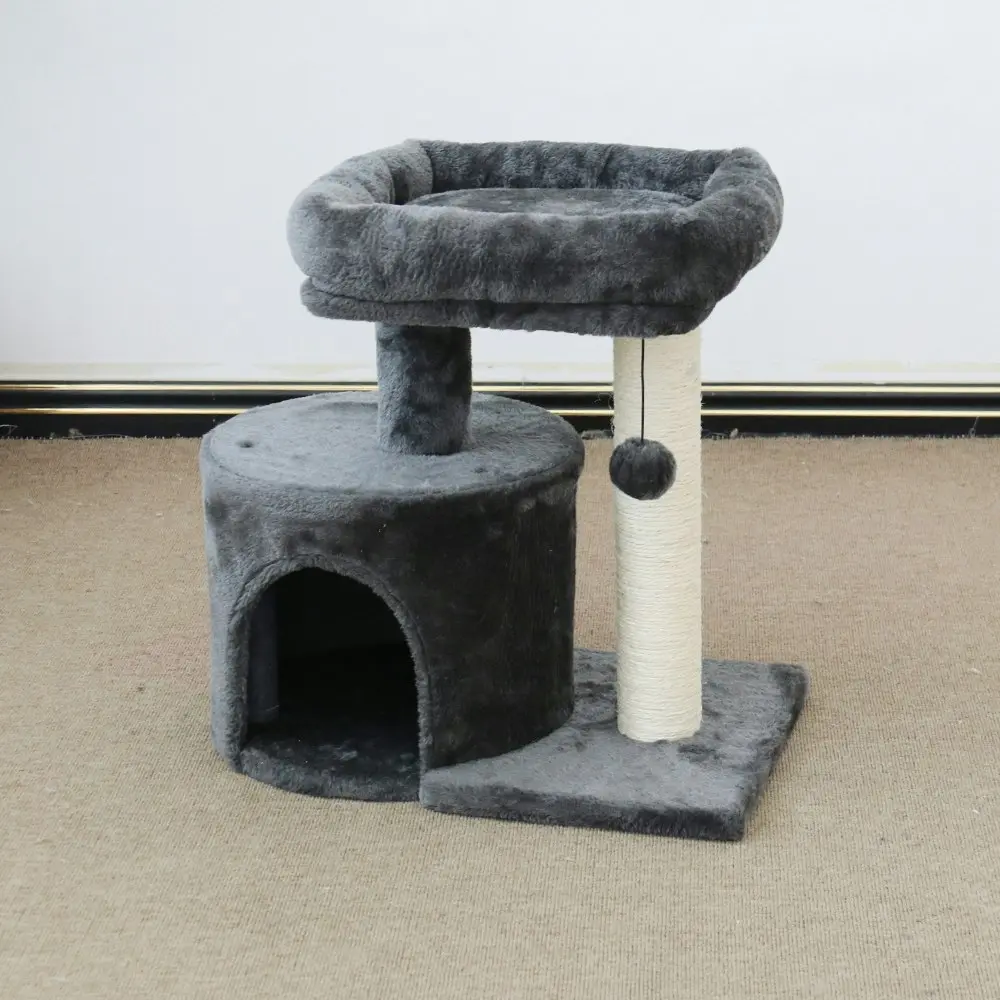 Catio Chipboard Flannel Cat Mini Scratching Tower Pet Furniture Scratcher Black