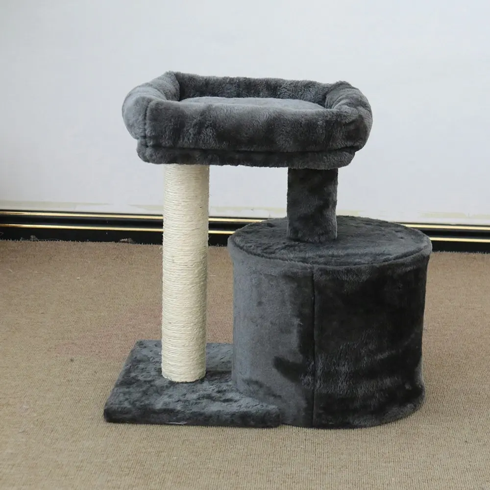 Catio Chipboard Flannel Cat Mini Scratching Tower Pet Furniture Scratcher Black