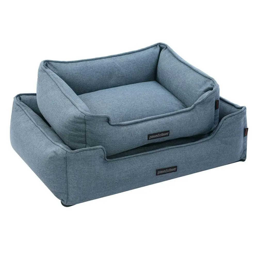 Paws & Claws 80x60cm Pia Walled Pet Bed Rectangle w/ Non-Slip Base Large Denim