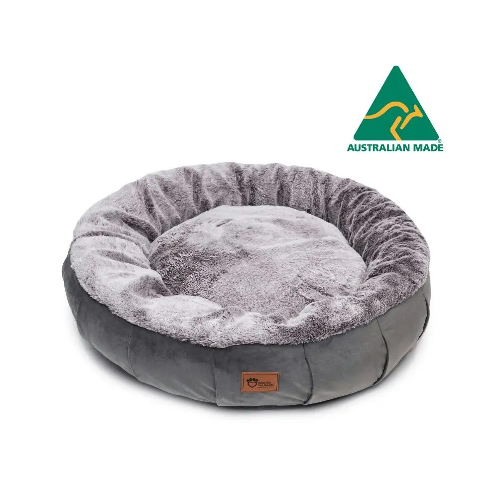 Superior Pet Plus Harley Pet/Dog Bed Grey Faux Rabbit Fur & Velvet Medium 60cm