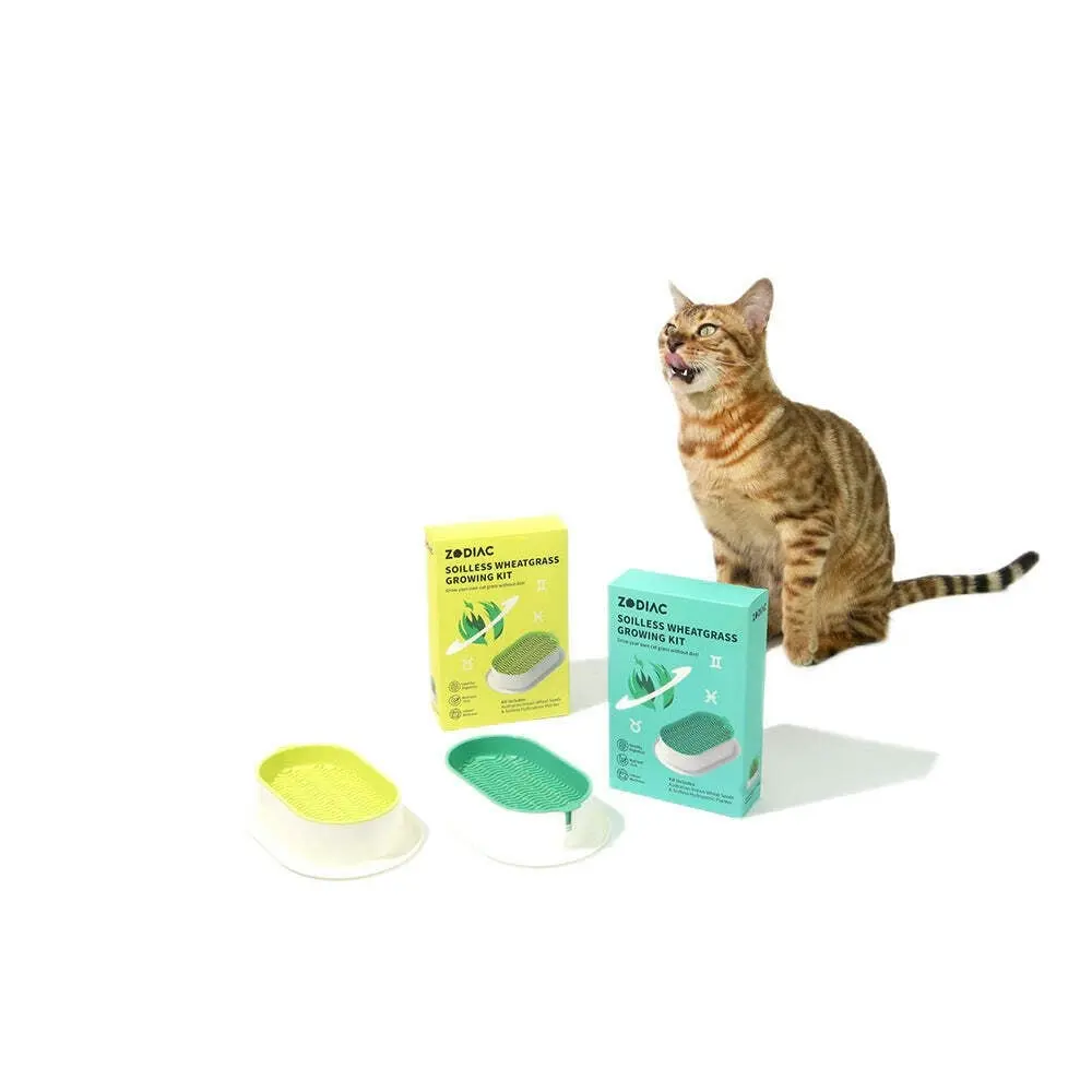 2x Zodiac Soilless Wheatgrass Growing Kit Pet/Cat Feeding Healthy Snack Yellow