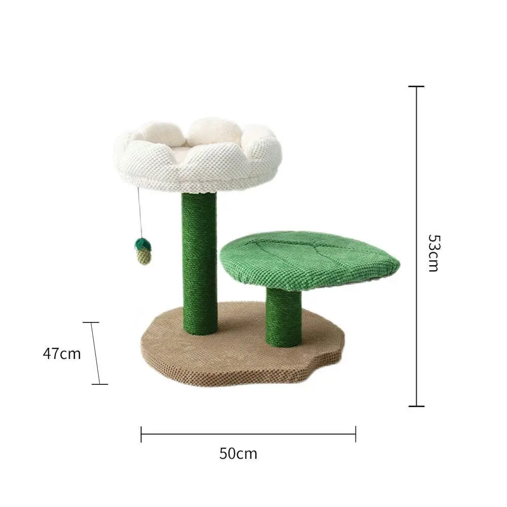 Catio 2-Level White Camelia Flower Cat Scratching Tree Furniture Scratcher Post