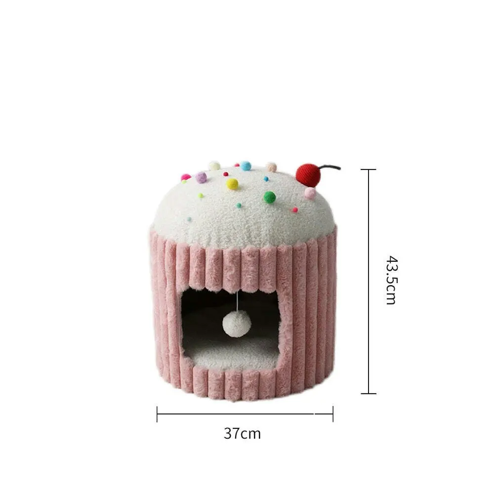 Catio Cupcake Pet/Cat House Cave Bed Sleeping Nest w/ Plush Play Ball Toy Pink