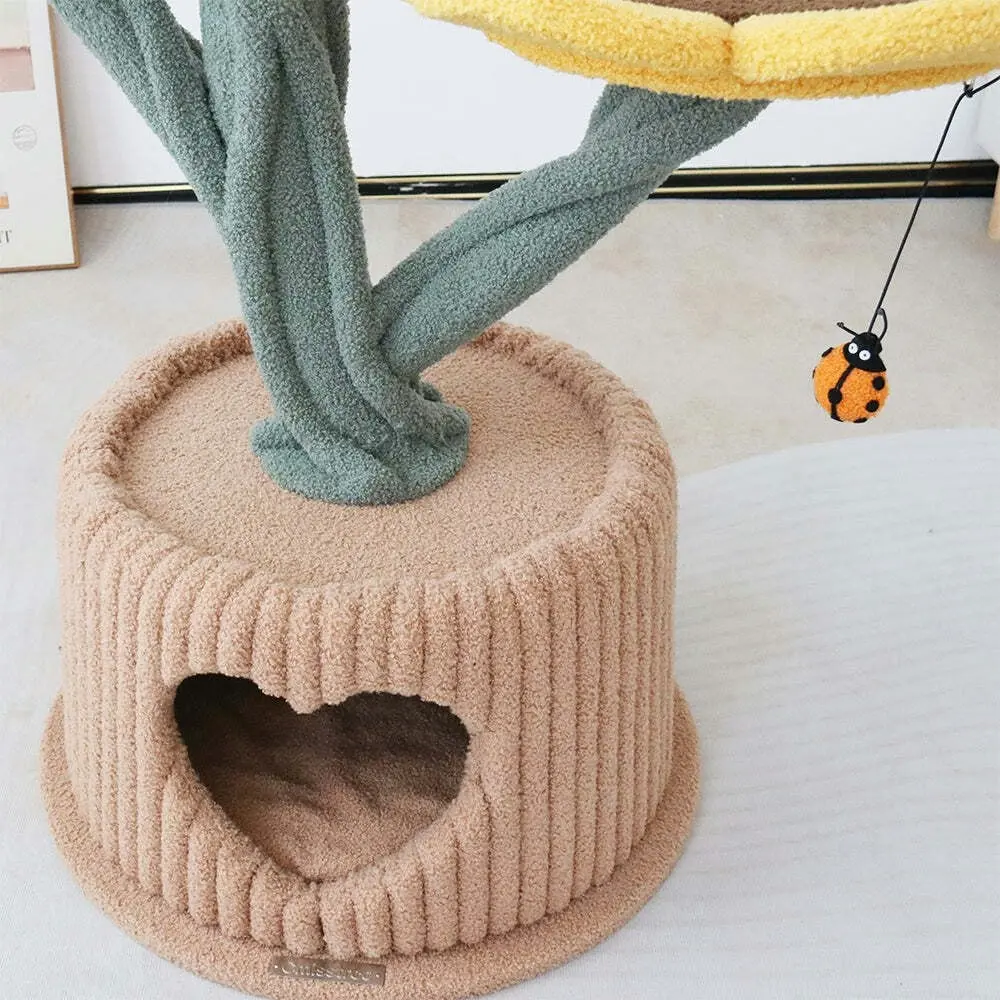 Cmisstree Sunflower in a Pot House Pet Cat Tree Scratcher Post w/ Hanging Toy