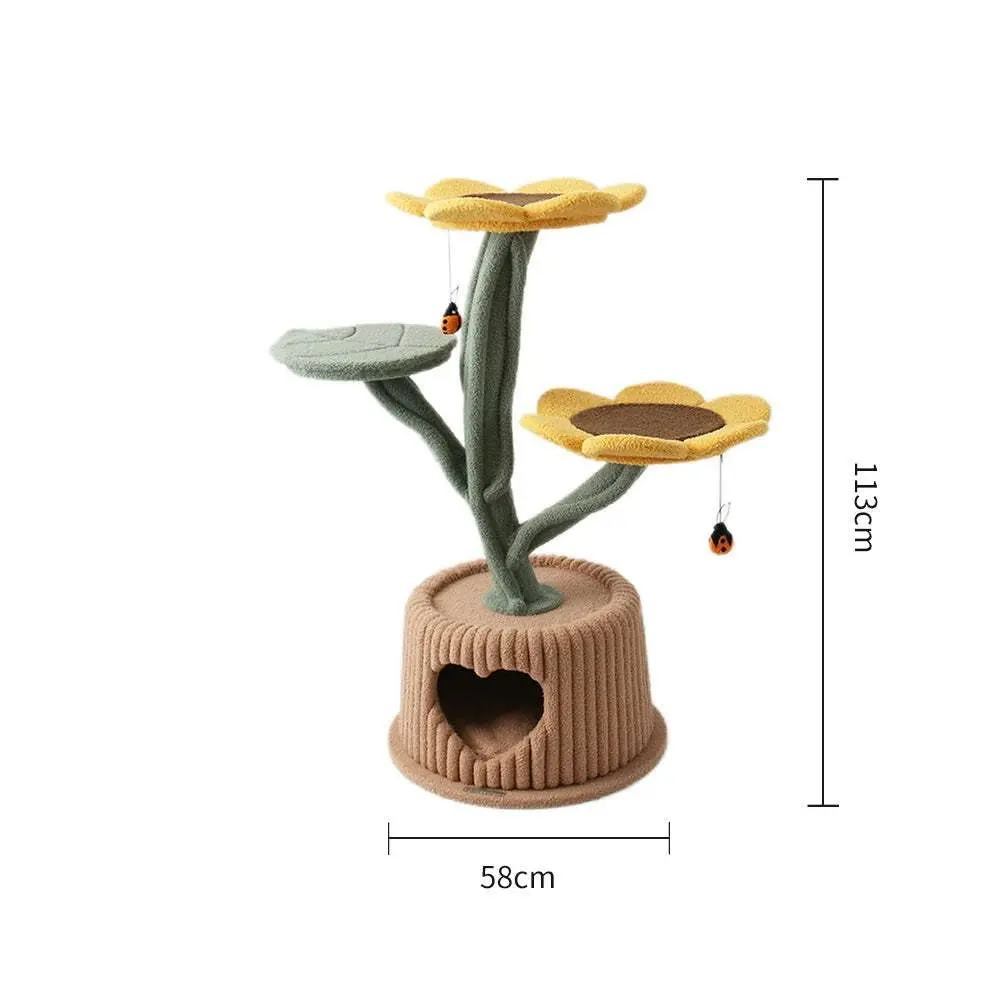 Cmisstree Sunflower in a Pot House Pet Cat Tree Scratcher Post w/ Hanging Toy