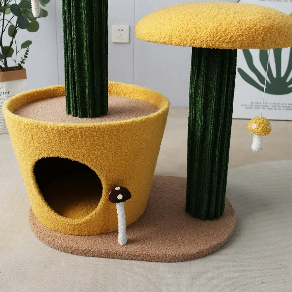 Catio 2-Level Yellow Mushroom Pet Cat Scratching Tree Furniture Post Scratcher