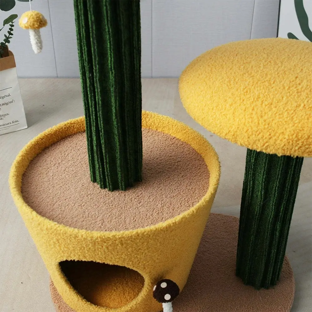 Catio 2-Level Yellow Mushroom Pet Cat Scratching Tree Furniture Post Scratcher