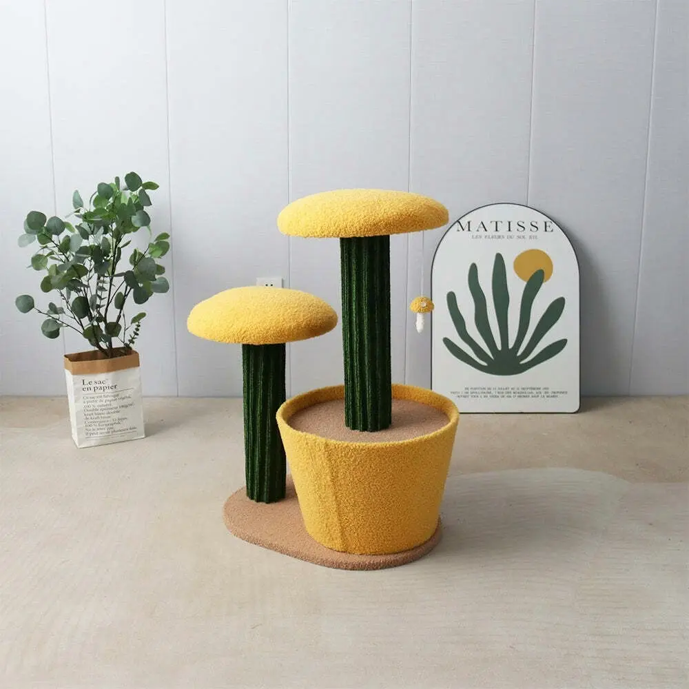 Catio 2-Level Yellow Mushroom Pet Cat Scratching Tree Furniture Post Scratcher