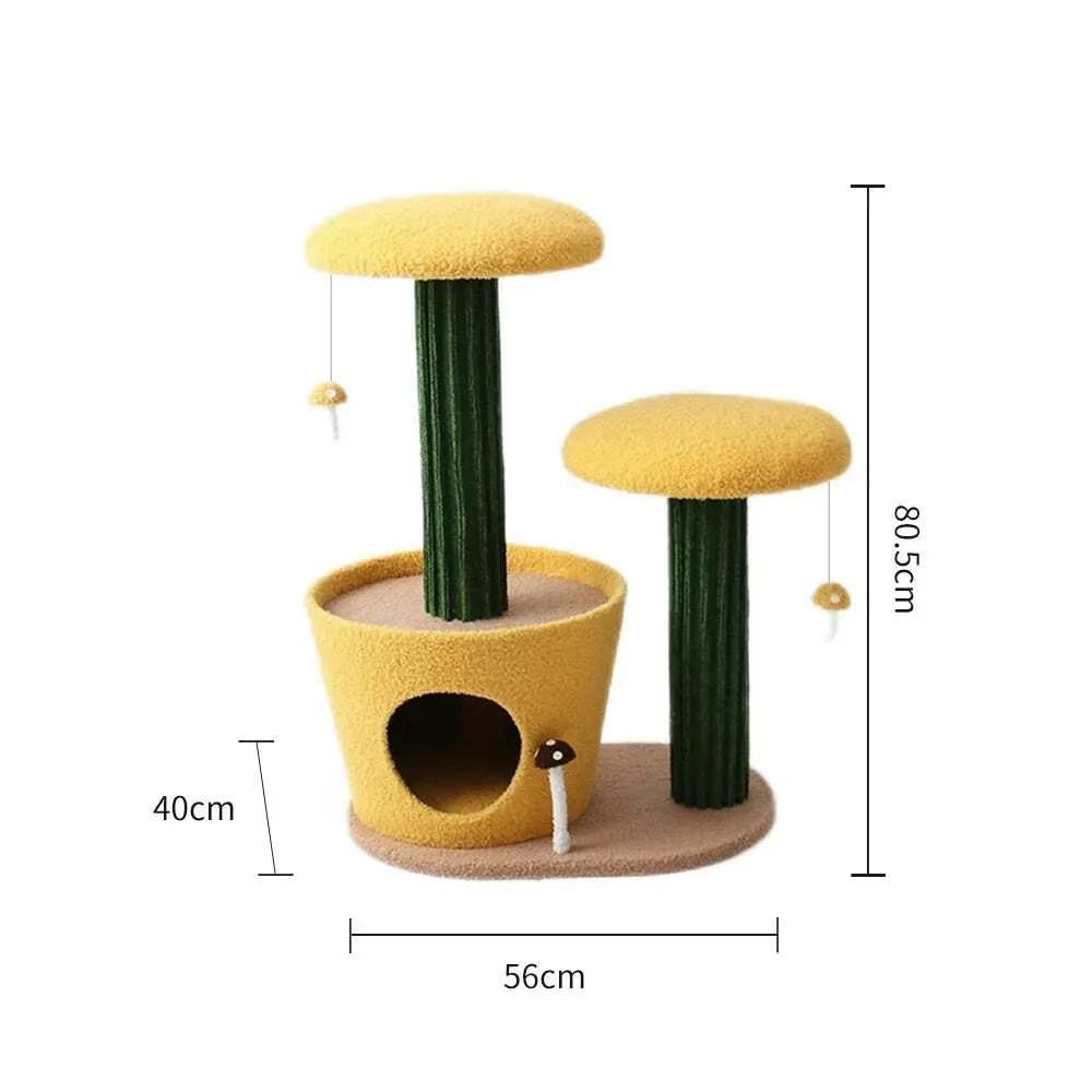 Catio 2-Level Yellow Mushroom Pet Cat Scratching Tree Furniture Post Scratcher