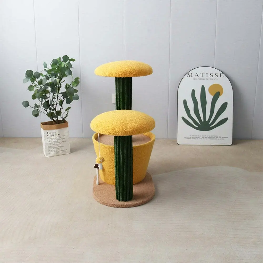 Catio 2-Level Yellow Mushroom Pet Cat Scratching Tree Furniture Post Scratcher