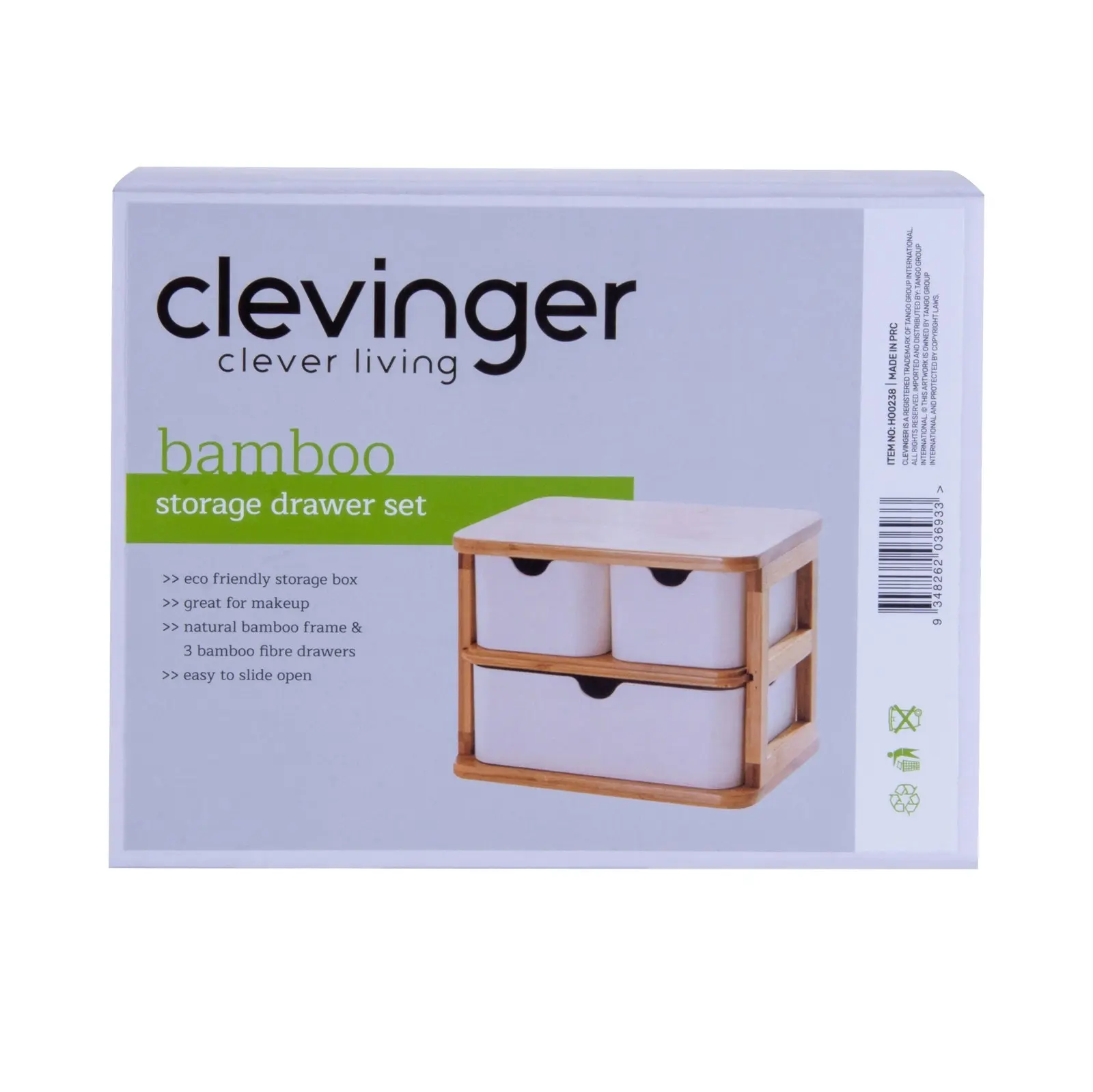 Clevinger 20x15cm Bamboo Fiber Storage Boxes Draw Set Container Rack Natural