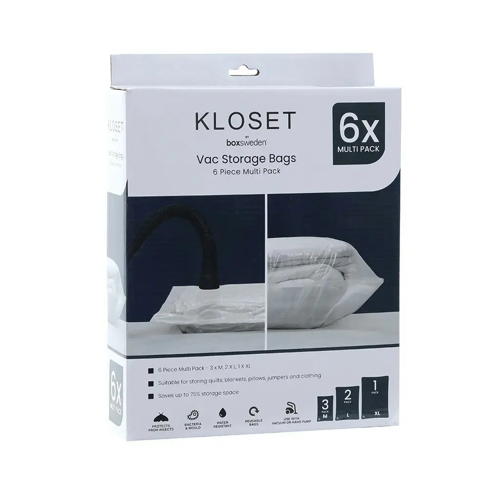 12pc Boxsweden Kloset M/L/XL Vac Storage Bags Organiser For Clothes/Quilts