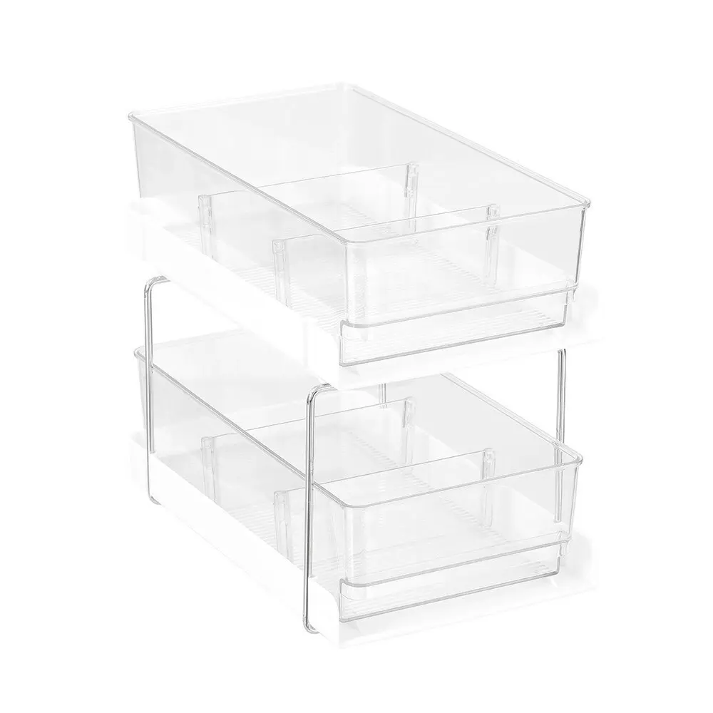 Boxsweden 2-Tier Crystal 30x25.5cm Drawer Tray Storage Organiser w/ Dividers