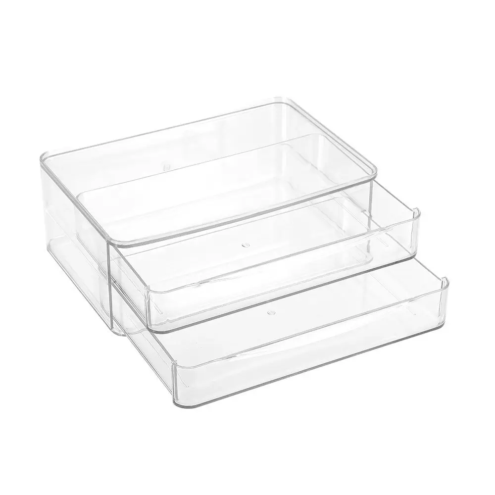 2x Boxsweden Crystal 2-Drawer 25x9.5cm Storage Unit Home Organiser Container