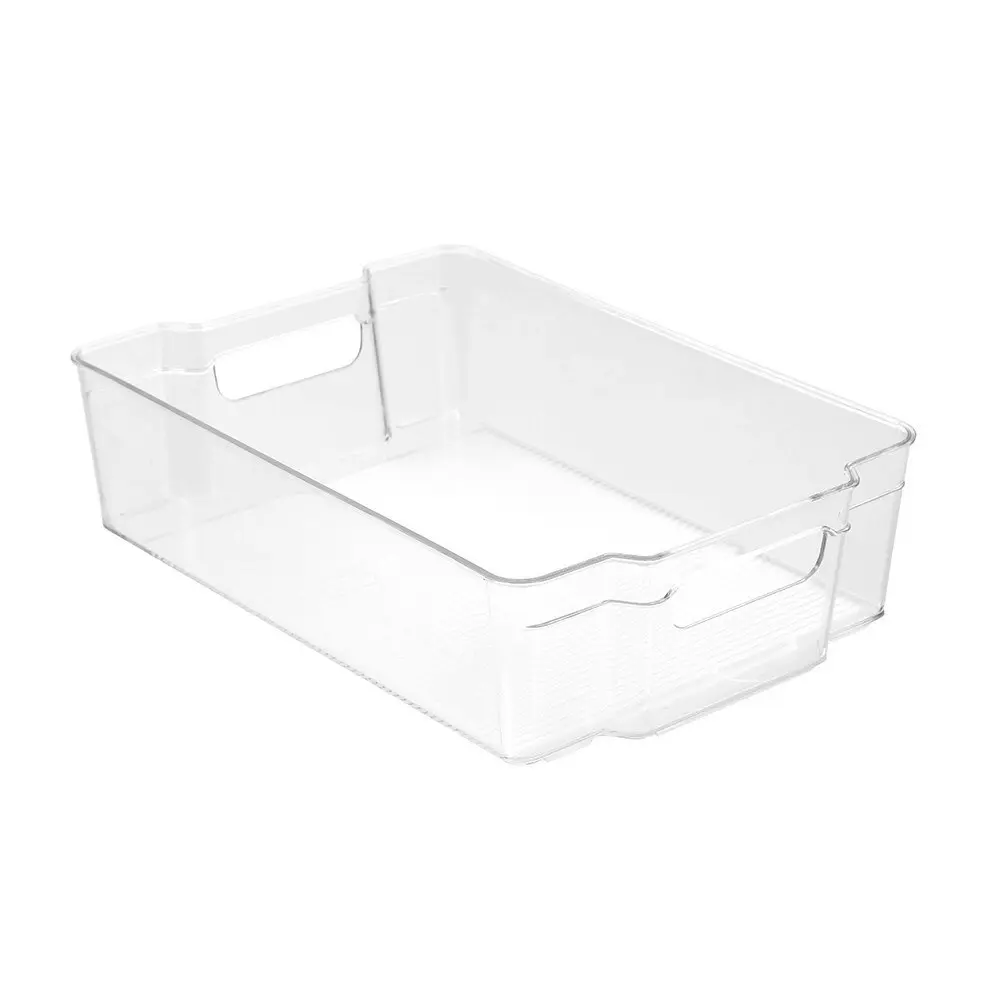 3x Boxsweden Crystal 37x10cm Stackable Basket Container Fridge/Pantry Organiser