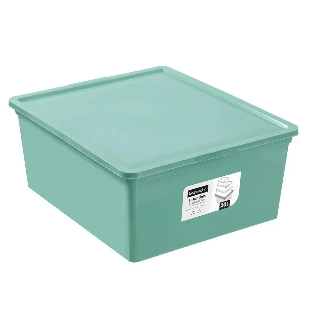 4x Boxsweden 20L/39cm Essentials Stackable Tub Storage Home Organiser Assorted