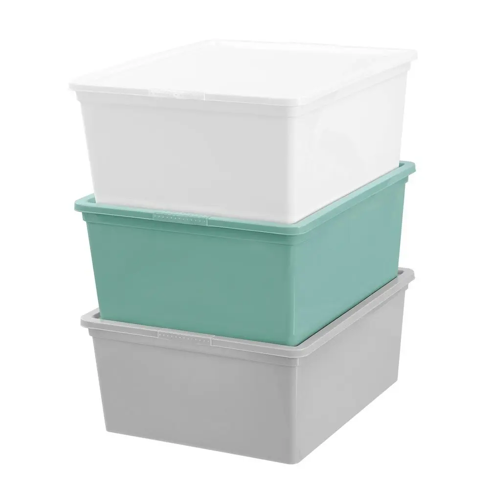 4x Boxsweden 20L/39cm Essentials Stackable Tub Storage Home Organiser Assorted