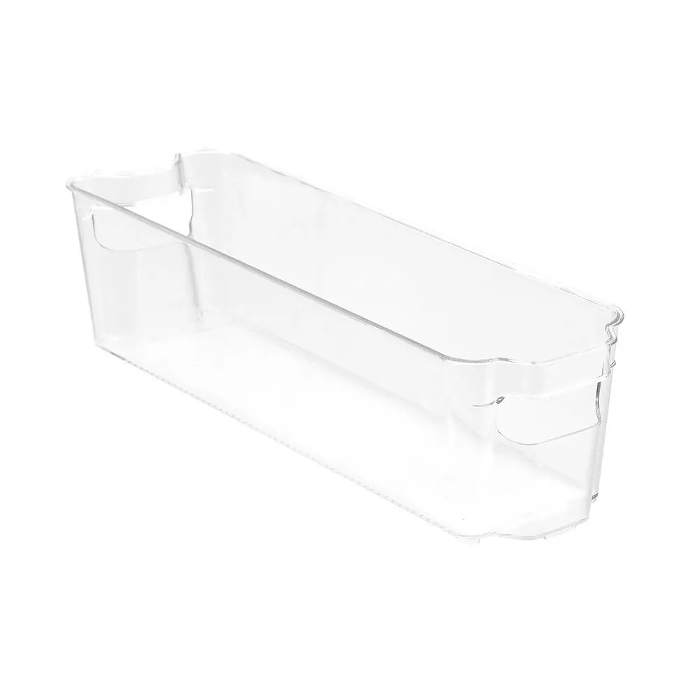 6x Boxsweden Crystal 37x11cm Stackable Basket Container Fridge/Pantry Organiser