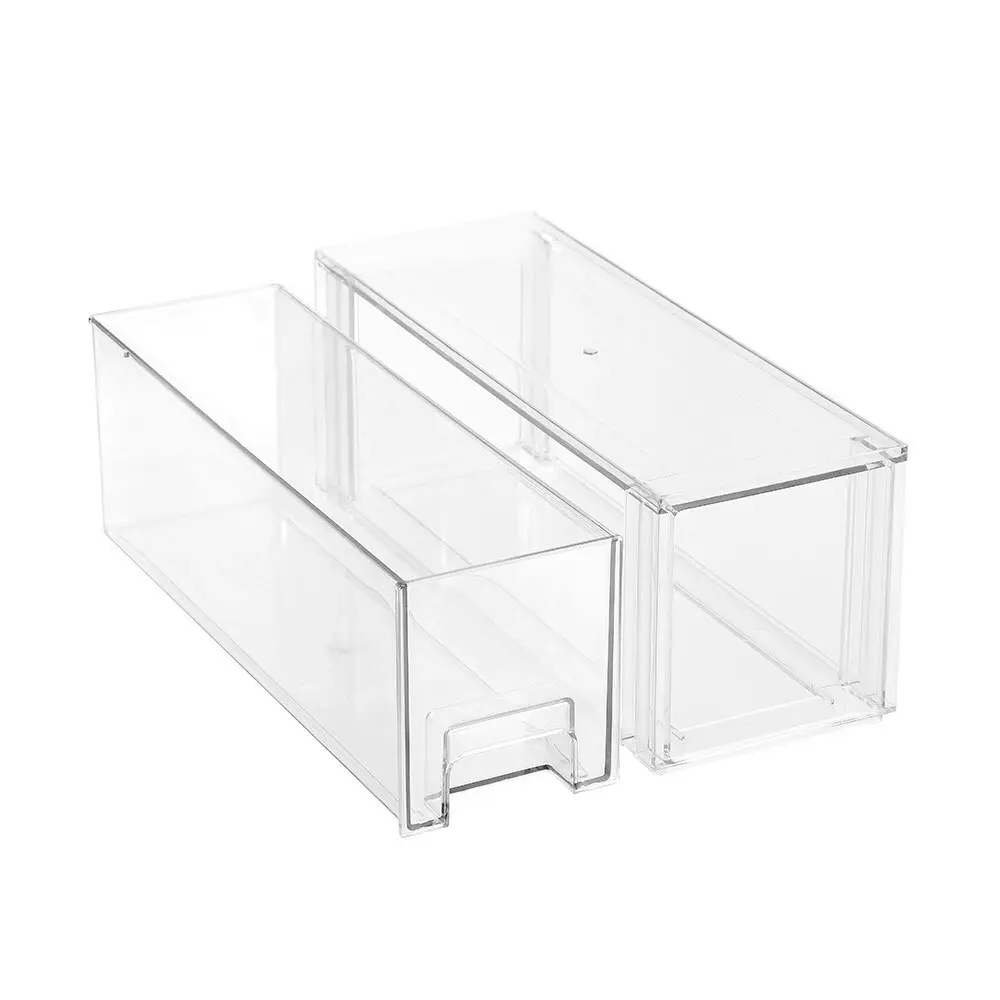 2x Boxsweden Crystal Stackable Slim 35cm Drawer Home/Office Organiser w/ Handles