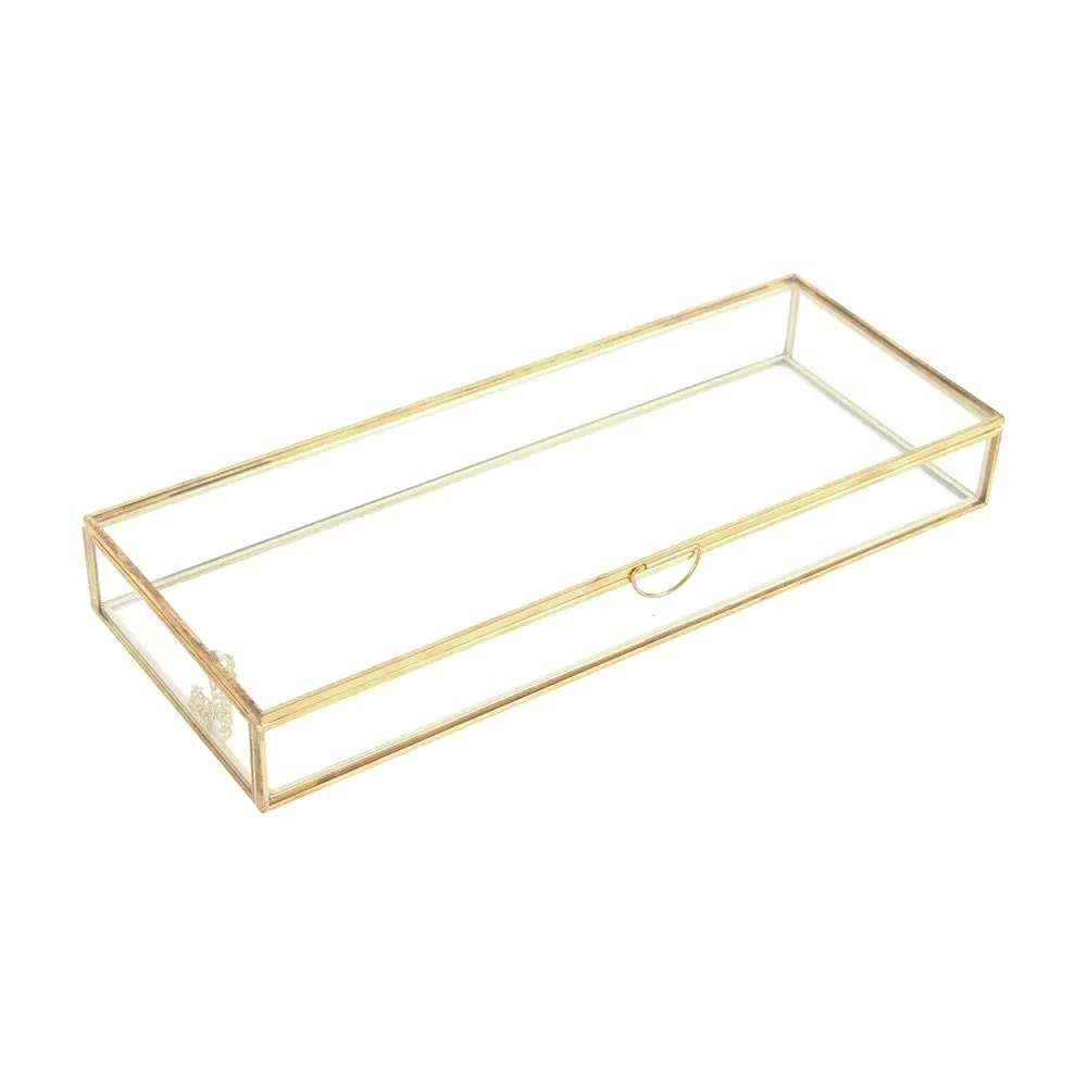 Maine & Crawford 20cm Tina Glass Rectangle Storage Box Organiser Home Decor