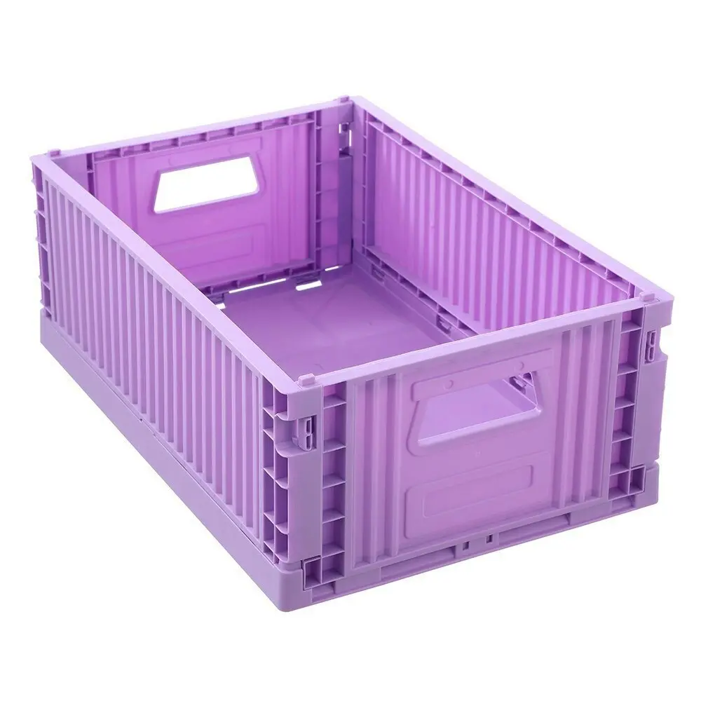 3x Boxsweden 43x29cm Foldaway Crate Organiser Home Storage Container Assorted