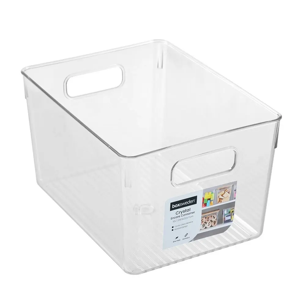 4x Boxsweden Crystal 10L/28.5x22cm Encore Container Home Storage Organiser Clear