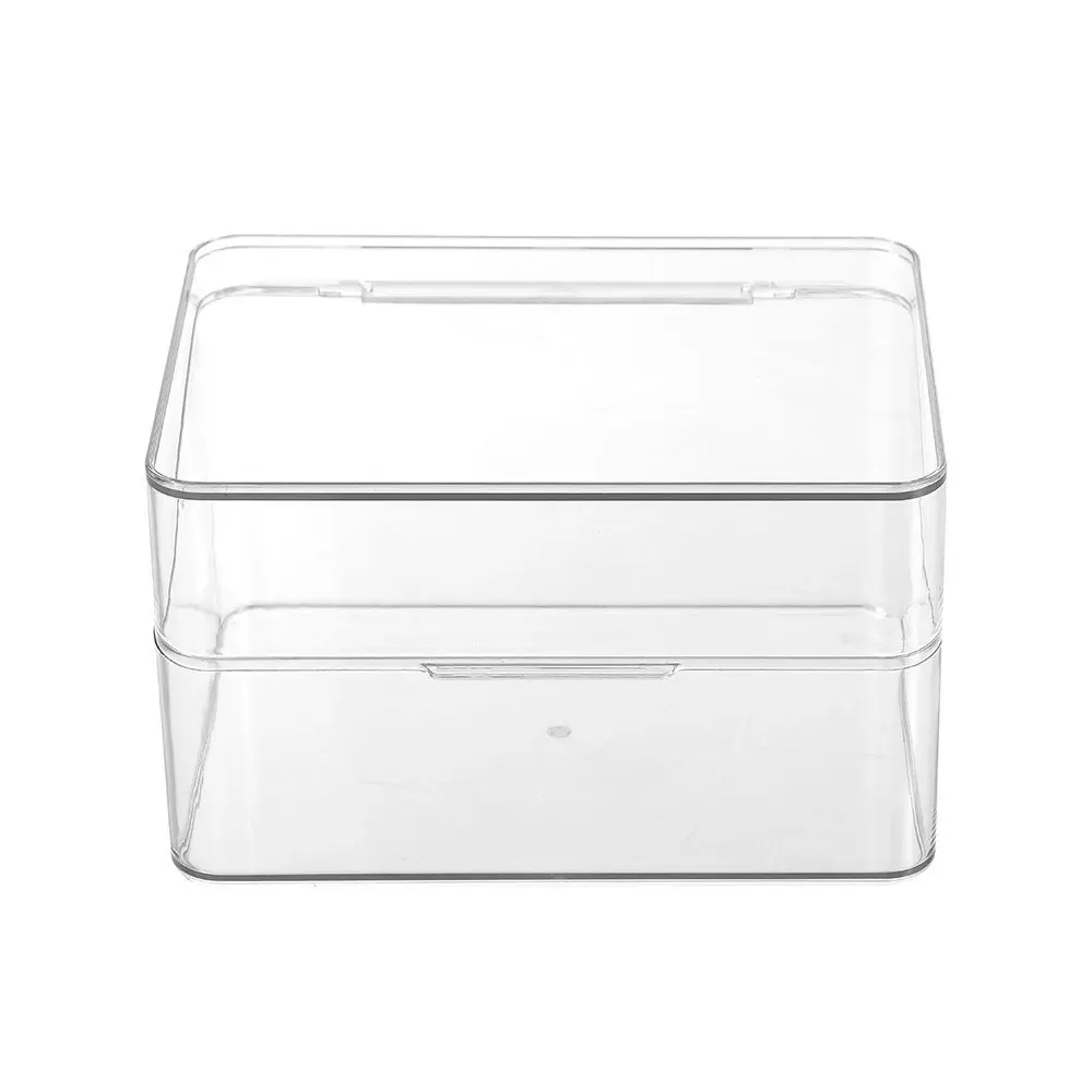 3x Boxsweden 20cm Crystal Cosmetics Box Organiser Storage Bin w/ Flip Lid Clear