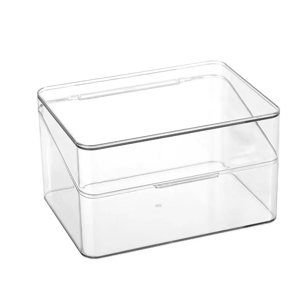 3x Boxsweden 20cm Crystal Cosmetics Box Organiser Storage Bin w/ Flip Lid Clear