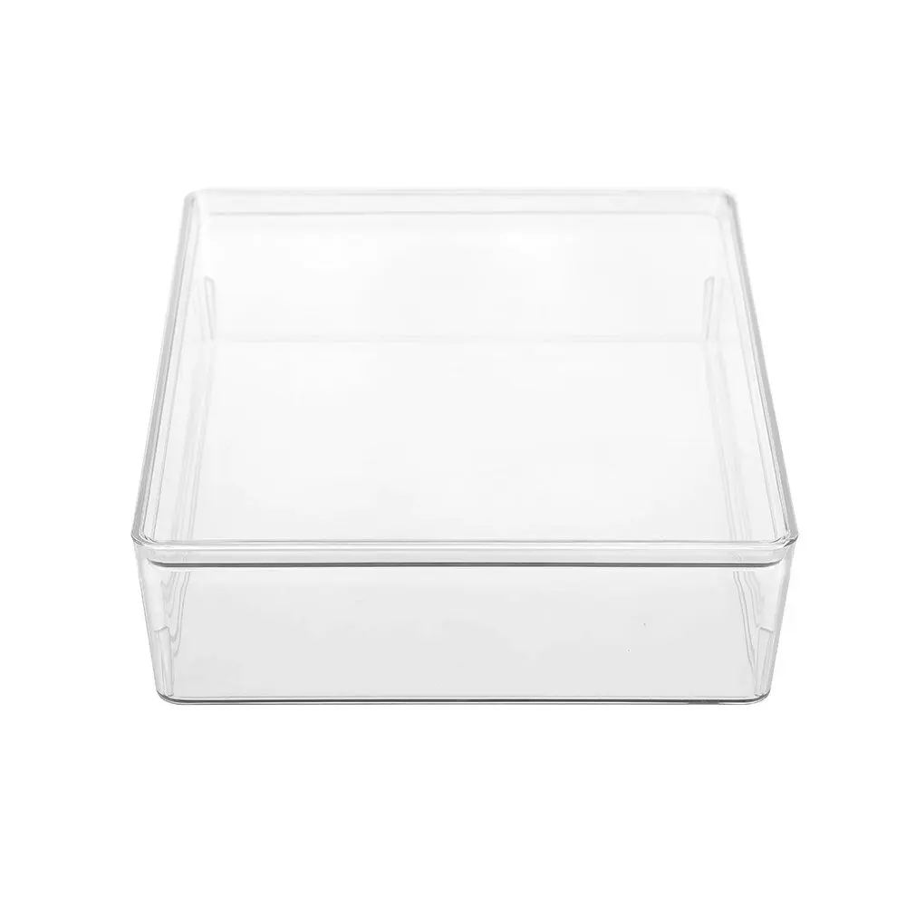 3x Boxsweden Tidy 7L 34cm Crystal Lidded Kitchen/Room Storage Organiser Box CLR