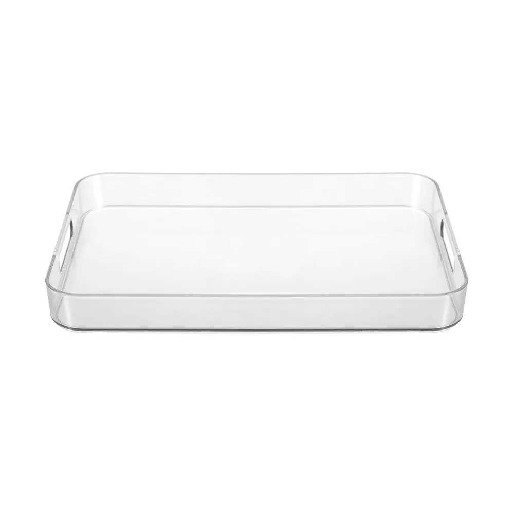 3x Boxsweden 43cm Crystal Serving Tray Storage Container Pantry Organiser Clear