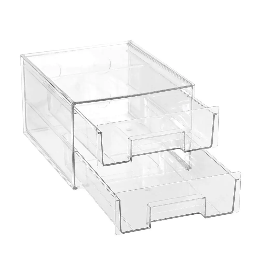 Boxsweden Crystal 27x16cm Stackable 2-Drawer Storage Organiser Container Clear