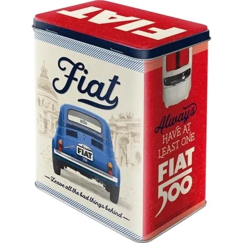 Nostalgic Art 20cm/3L Tin Box Metal Storage Fiat 500 Canister Organiser Large