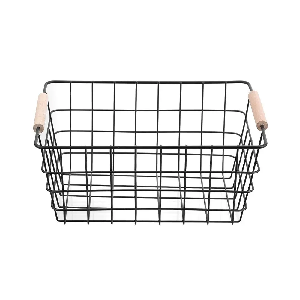 4x Boxsweden Toska 30cm Wire Basket Storage Organiser w/ Beech Handle Assorted