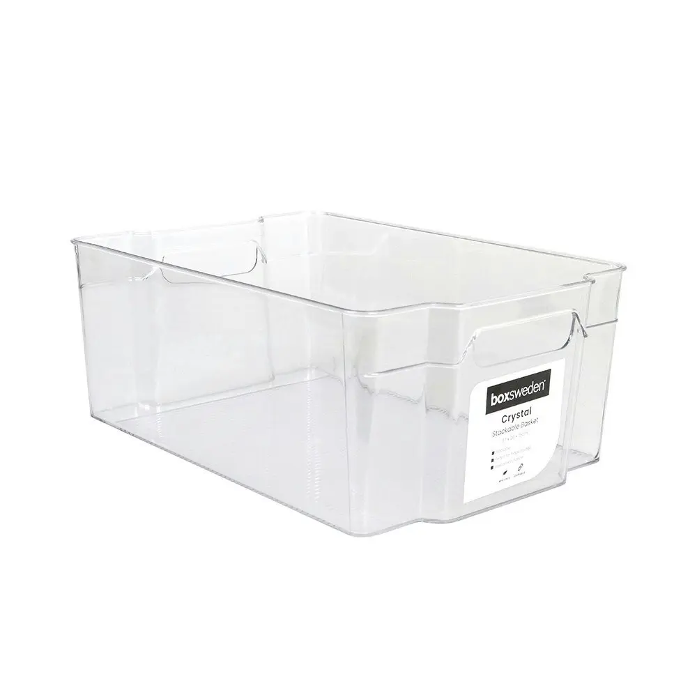 2x Boxsweden Crystal 37x15cm Stackable Basket Container Fridge/Pantry Organiser