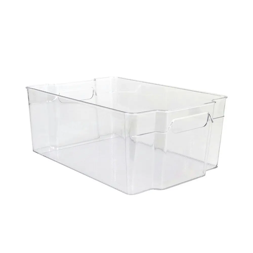 2x Boxsweden Crystal 37x15cm Stackable Basket Container Fridge/Pantry Organiser