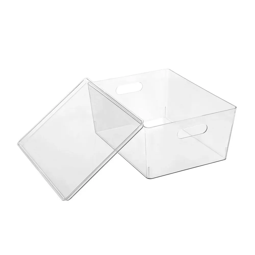 2x Boxsweden Tidy 34x26cm 11.3L Crystal Lidded Kitchen Storage Organiser Box CLR