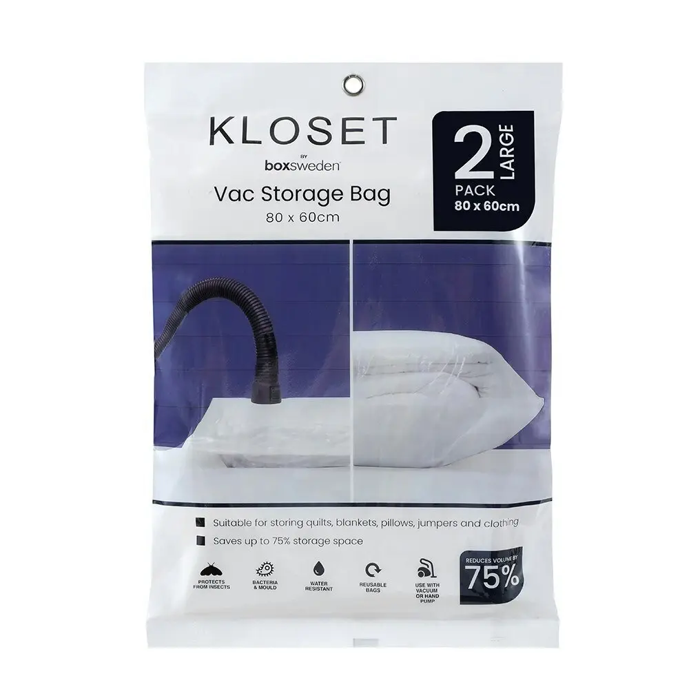 8x Boxsweden Kloset 80x60cm Vac Storage Bag Clothes/Bed Linen Sealed Organiser