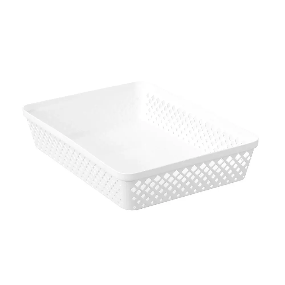 6x Boxsweden Kept Diamond 33x24cm Organiser Tray Household Storage Basket White