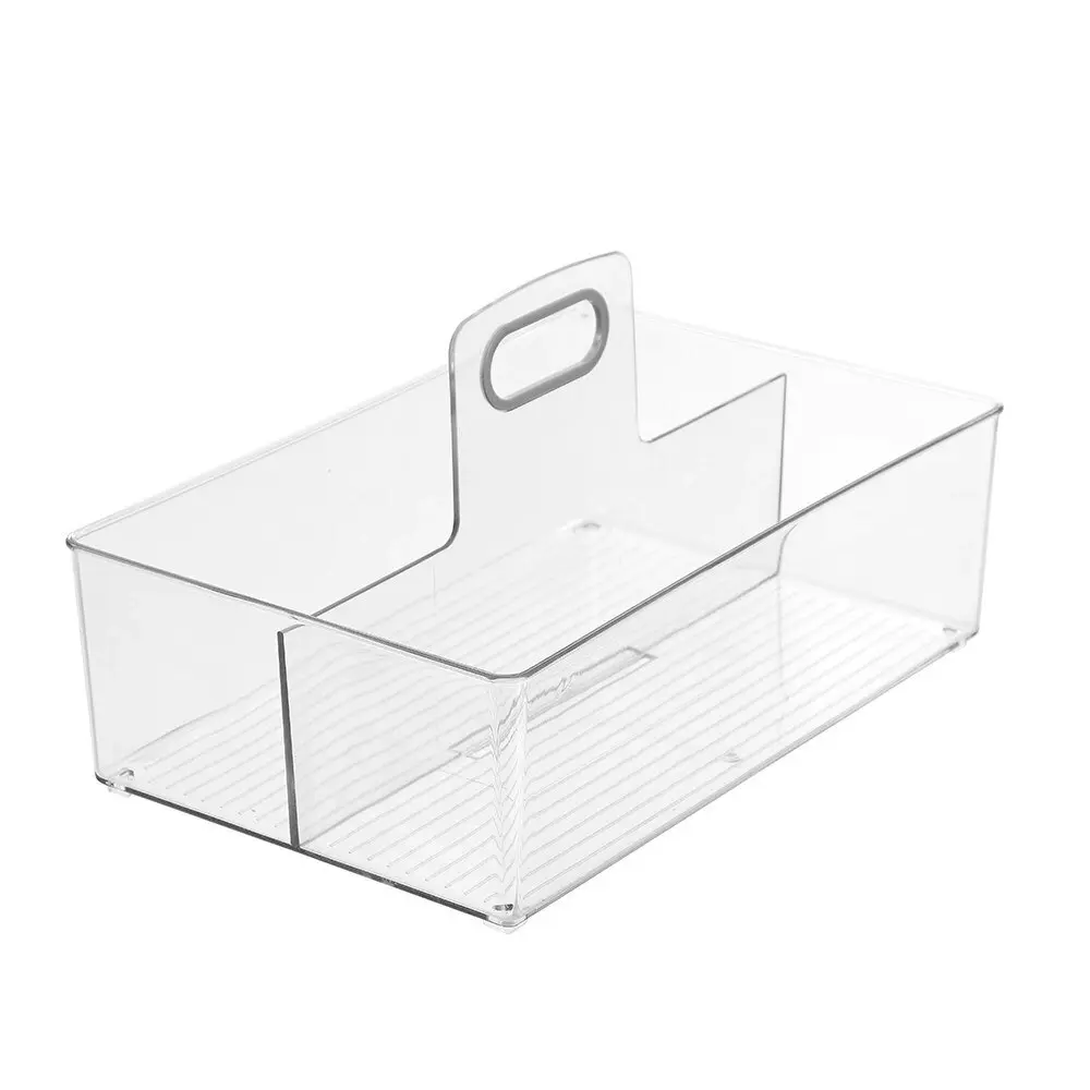 2x Boxsweden Crystal 35x22cm Caddy 2 Compartment Storage Organiser Holder Clear