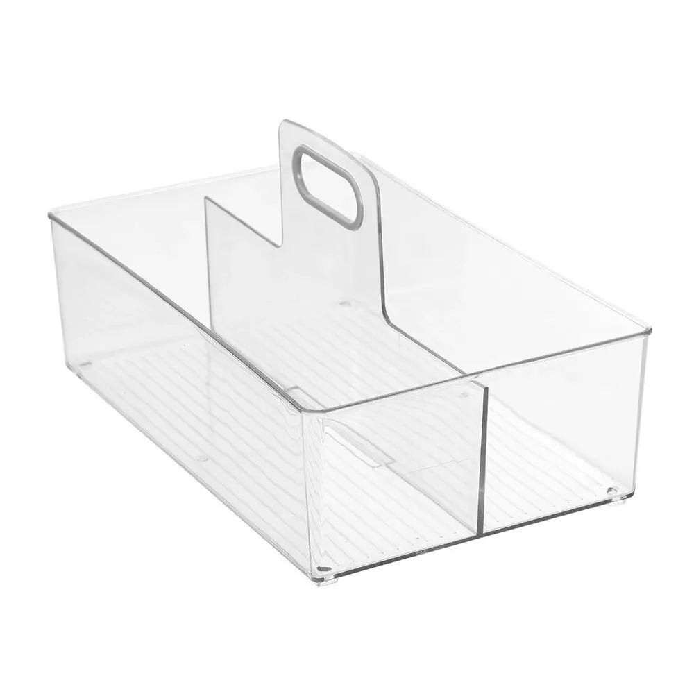 2x Boxsweden Crystal 35x22cm Caddy 2 Compartment Storage Organiser Holder Clear