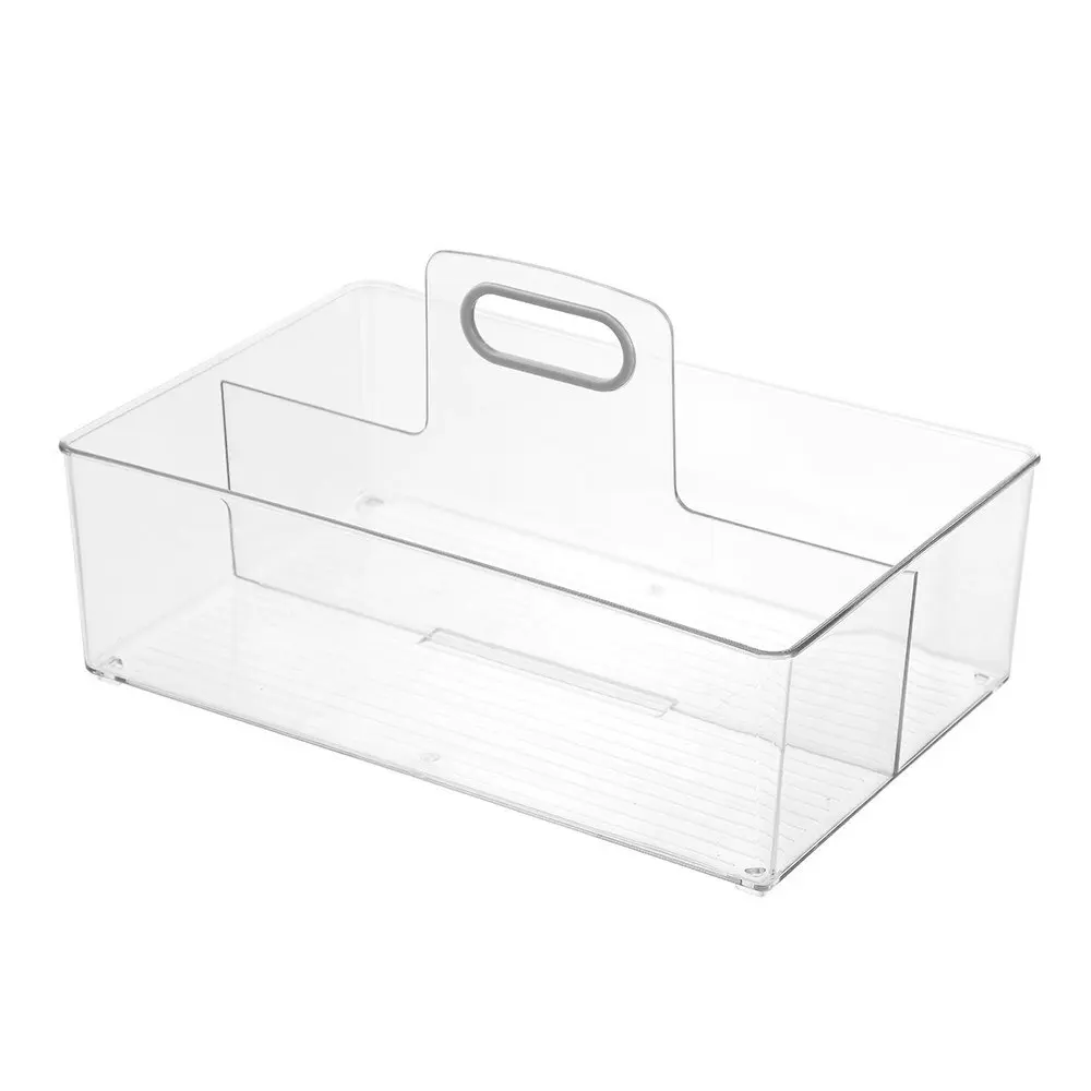 2x Boxsweden Crystal 35x22cm Caddy 2 Compartment Storage Organiser Holder Clear