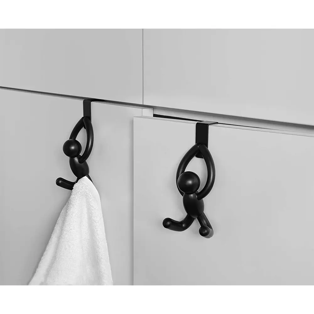 2pc Umbra Buddy Over The Door Decorative Hanging Utility Hooks Black 6x7.4x13cm