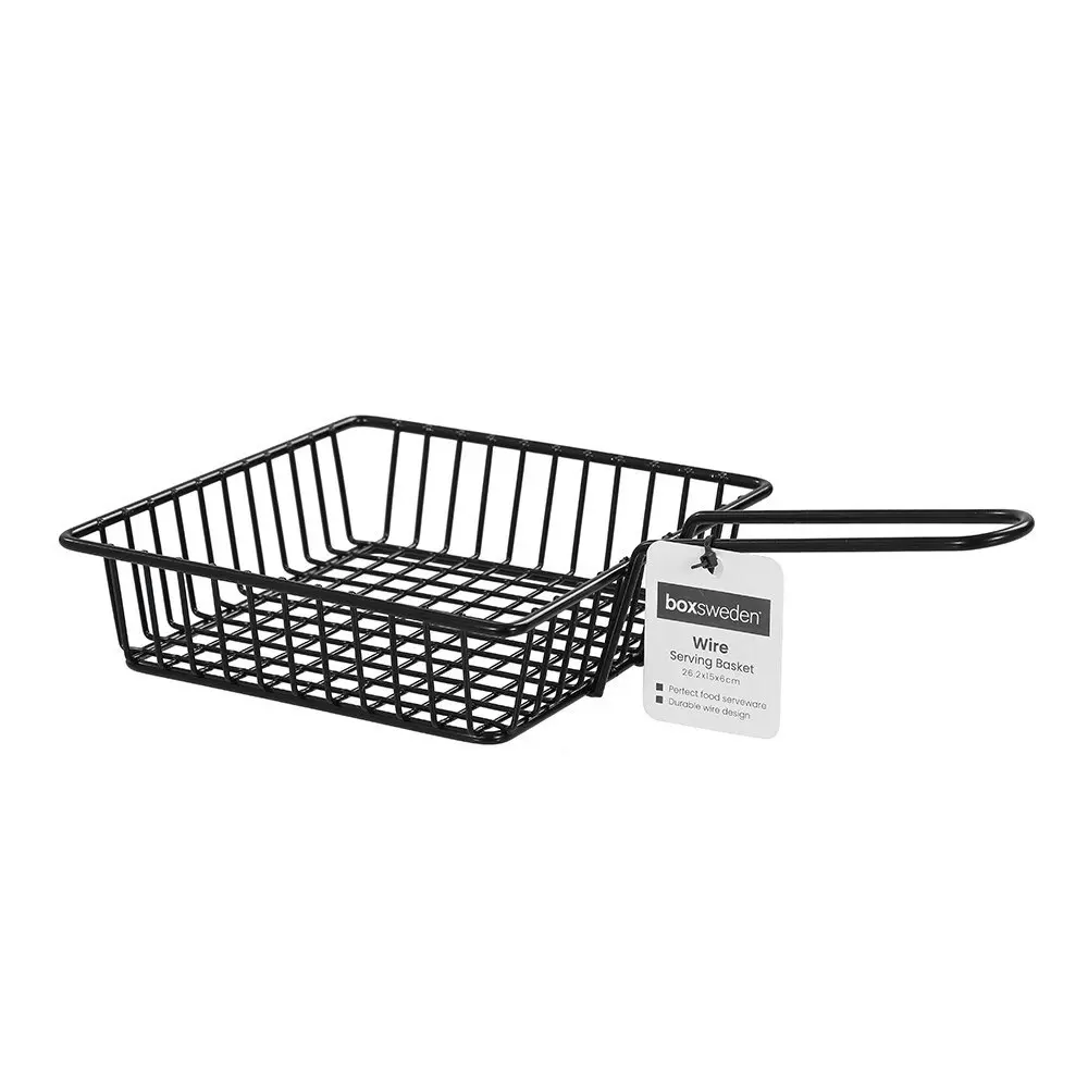 6x Boxsweden 26.2cm Wire Finger Food Serving Basket Snack Holder w/ Handle Black